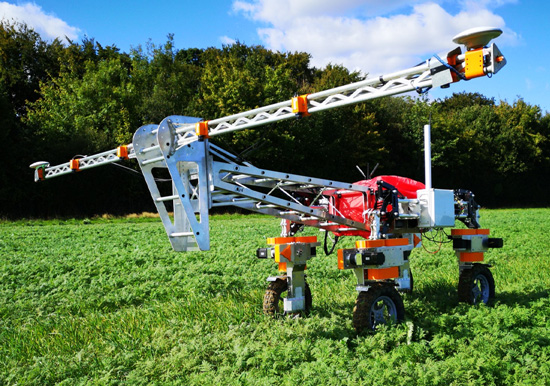 This lightweight scanning robot, Tom, monitors crops, from the Small Robot Company