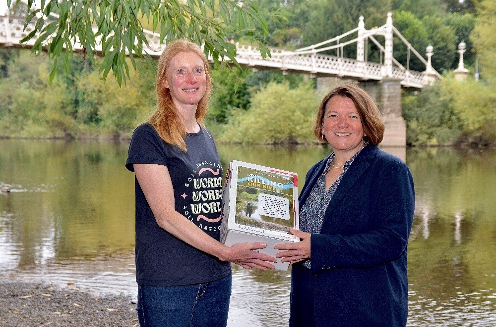 Soil Association Policy Advisor Cathy Cliff presenting the 30,000 signature ‘Stop Killing Our Rivers’ petition to Hereford MP Dr Ellie Chowns.jpg